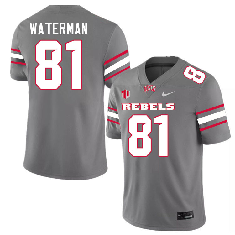 Men #81 Bryson Waterman UNLV Rebels College Football Jerseys Stitched-Grey